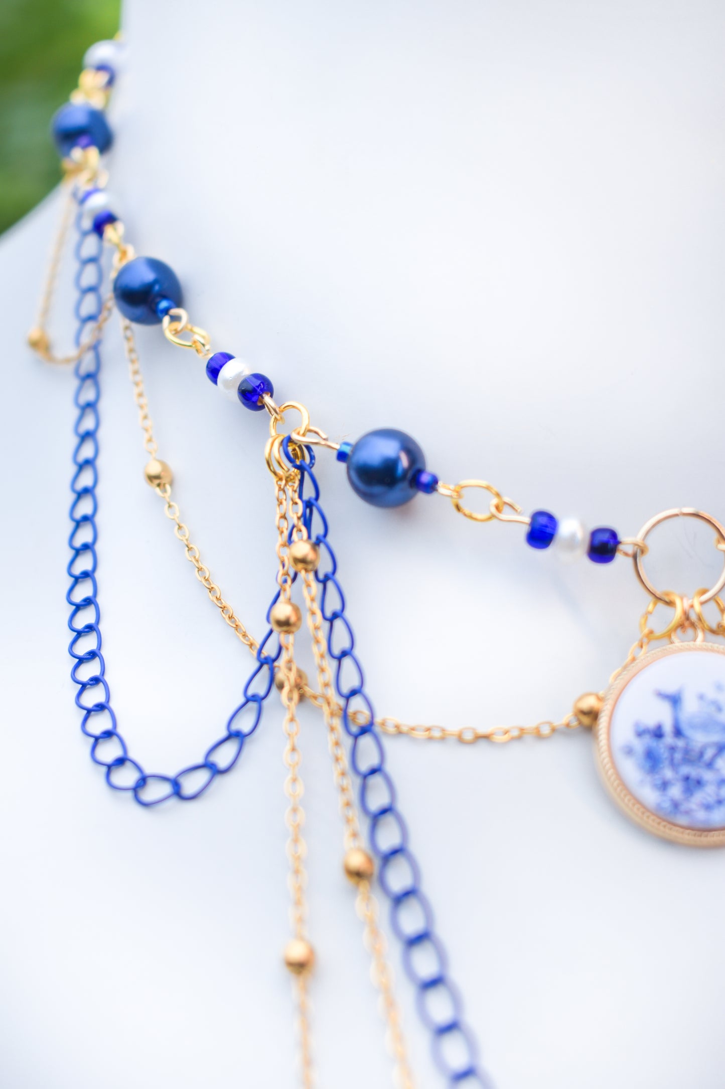 Blue china necklace