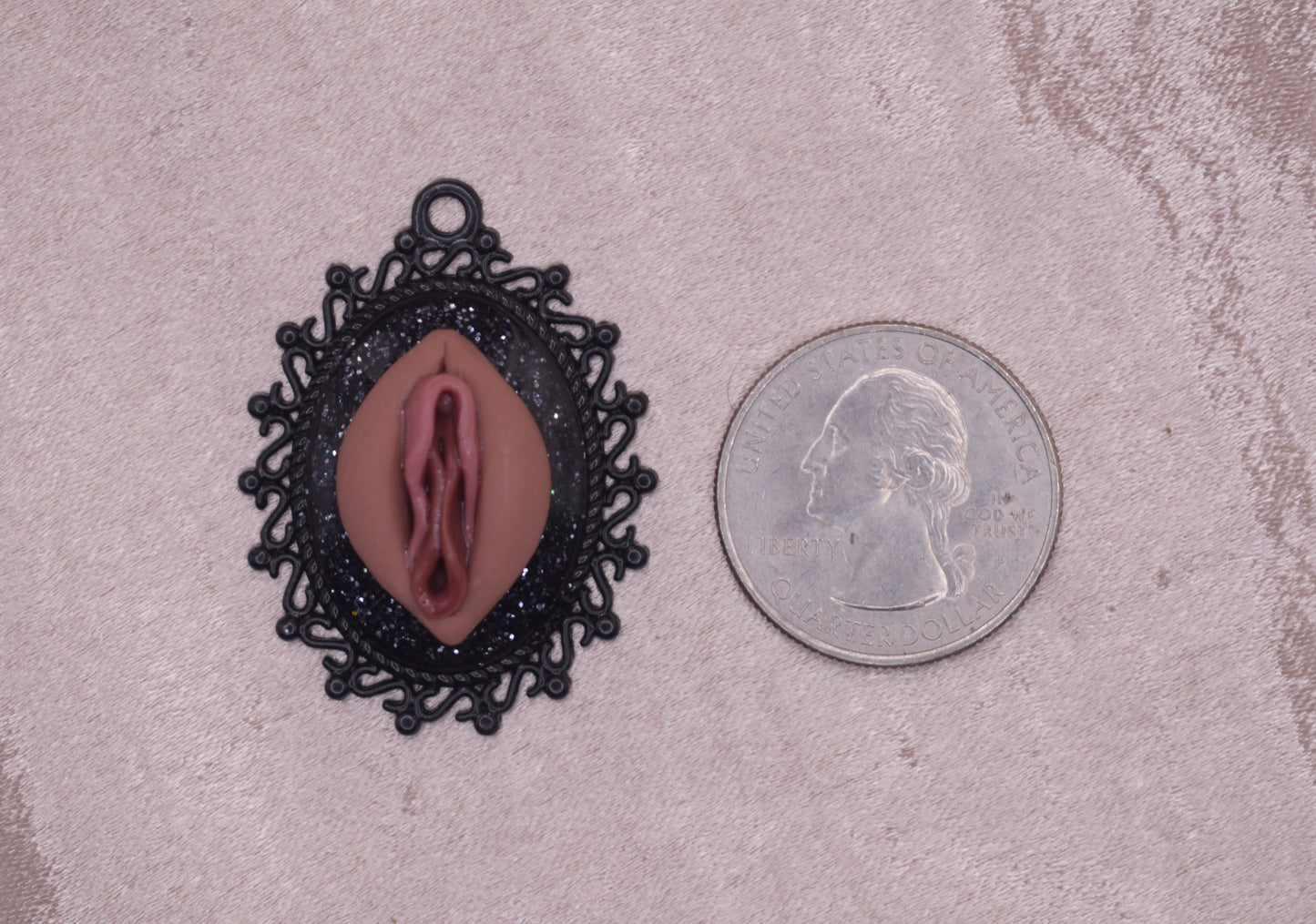 Black glitter vagina pendant