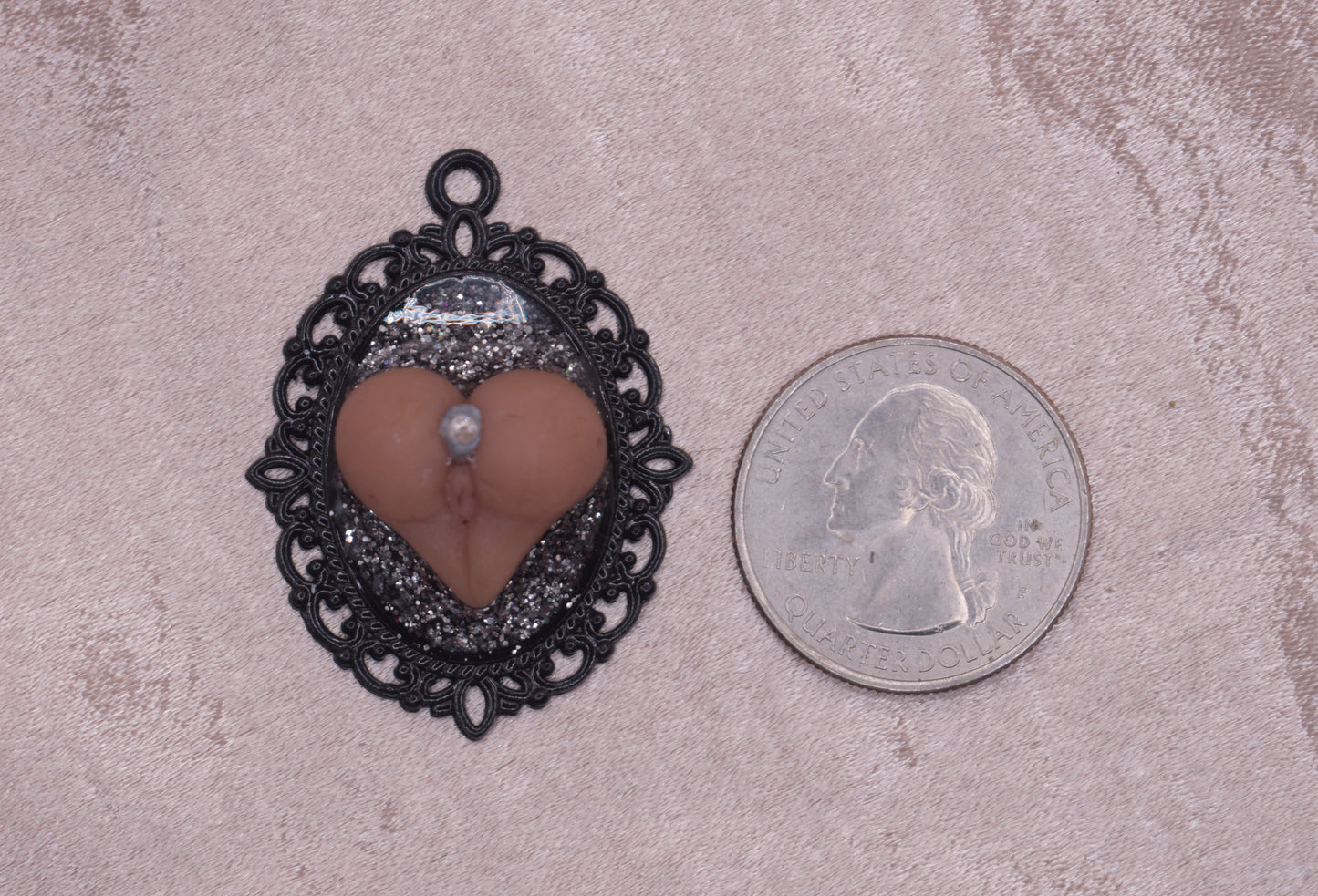 Grey glitter booty pendant