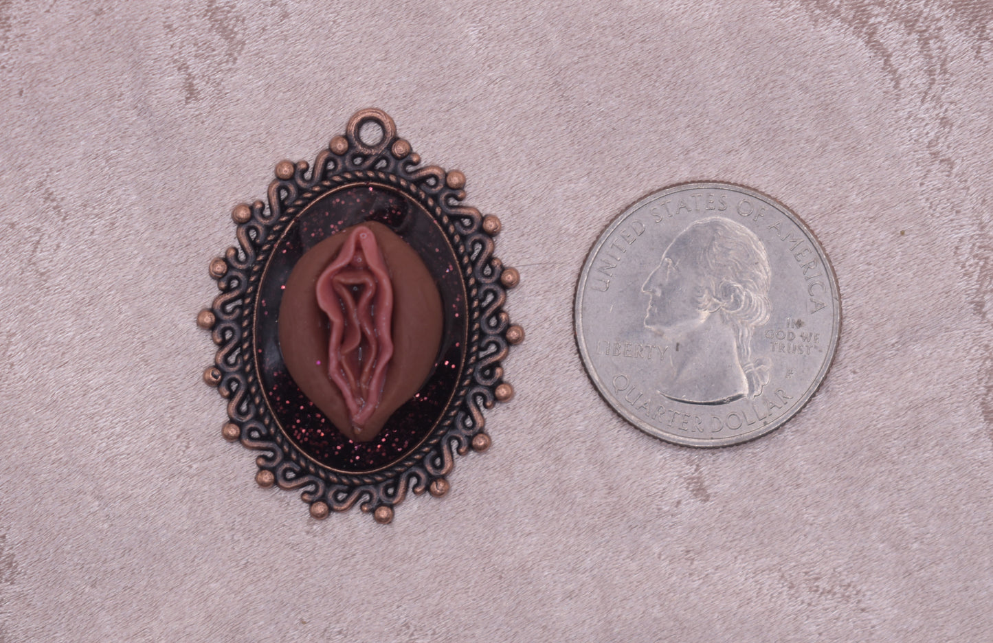 Bronze glitter vagina pendant