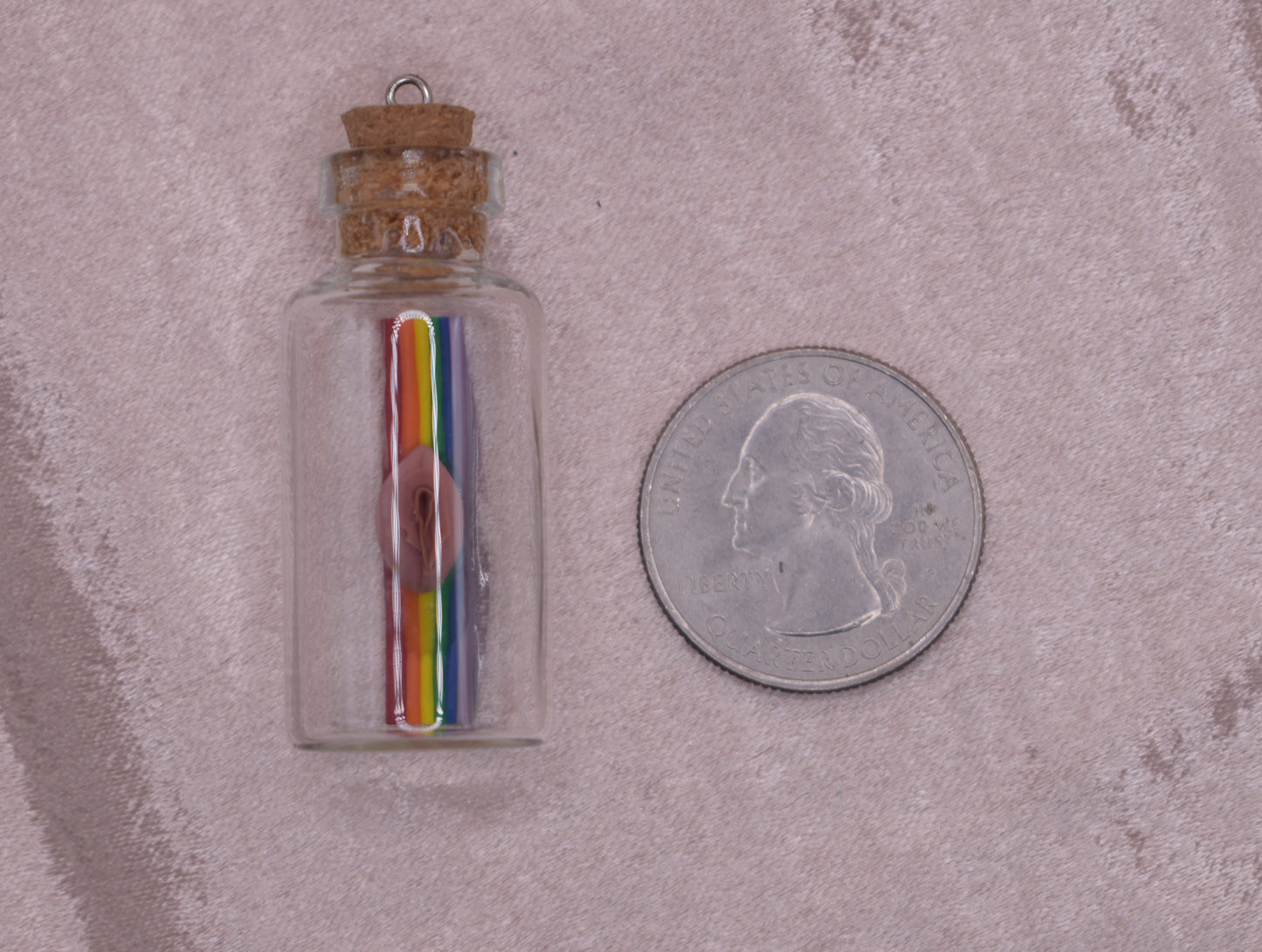Large jar rainbow vagina pendant