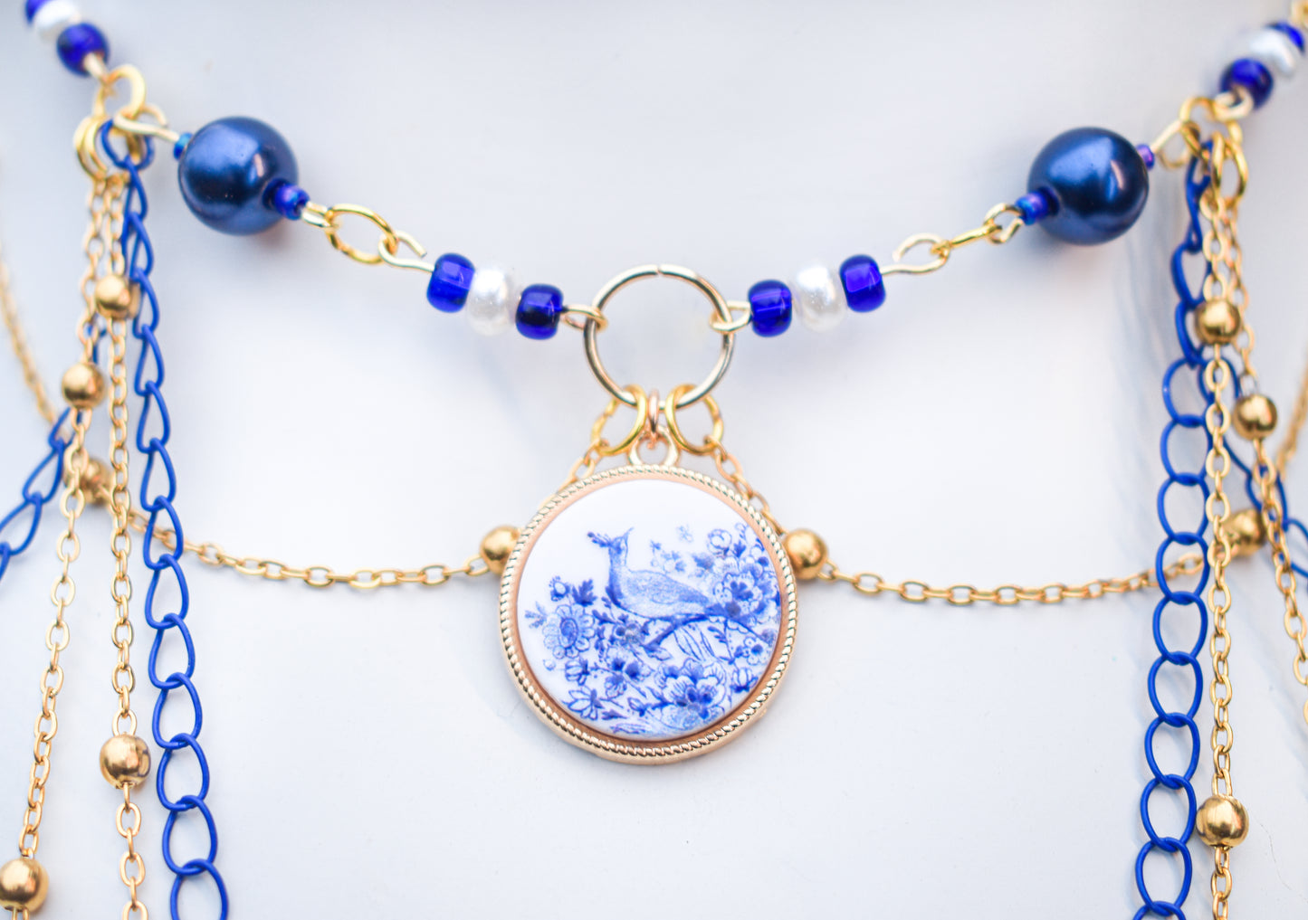 Blue china necklace