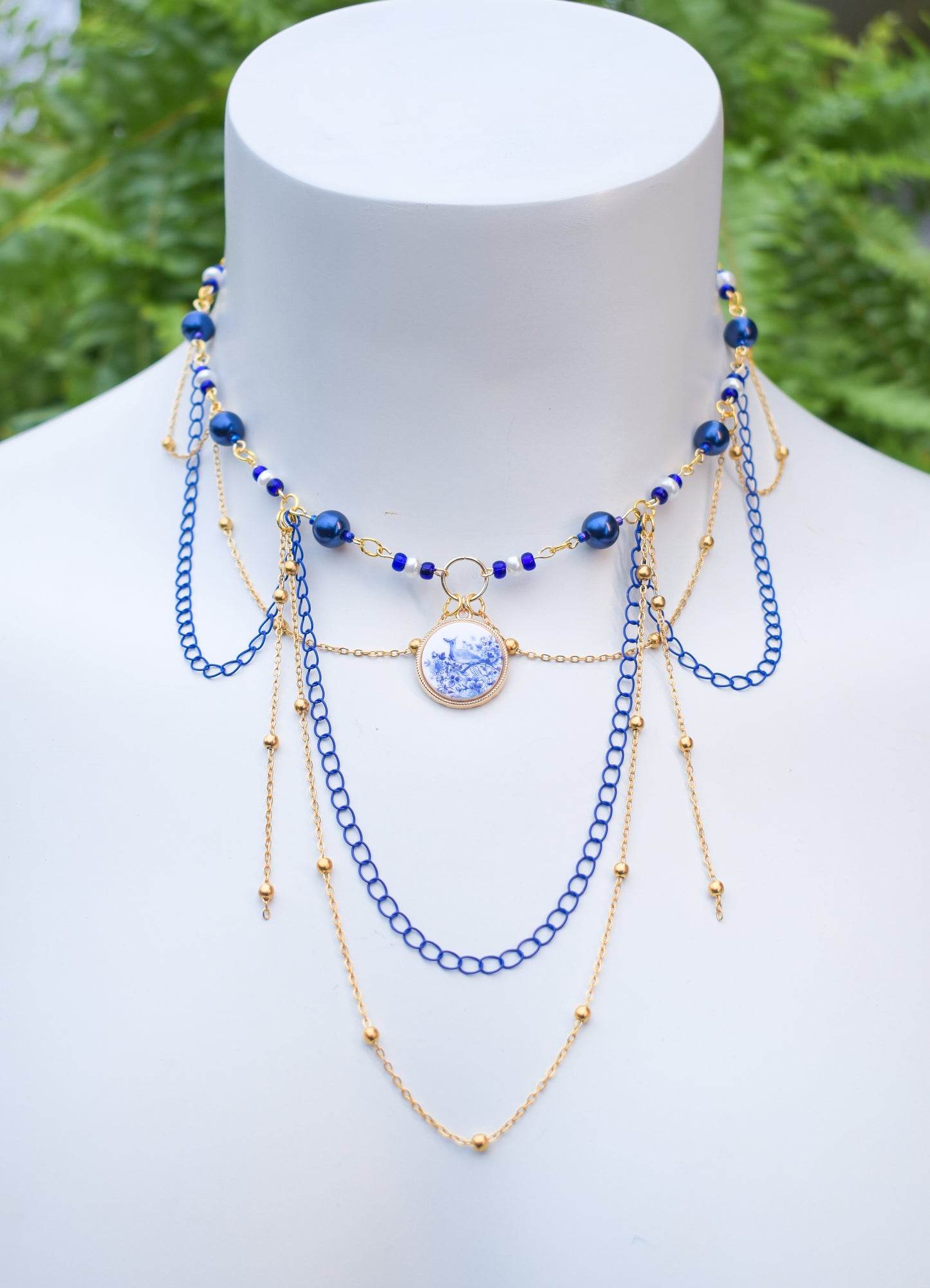 Blue china necklace