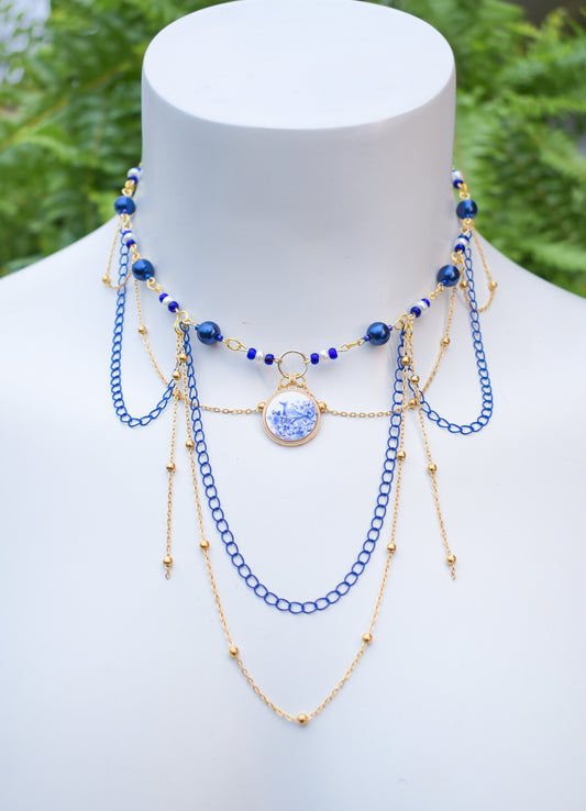 Blue china necklace
