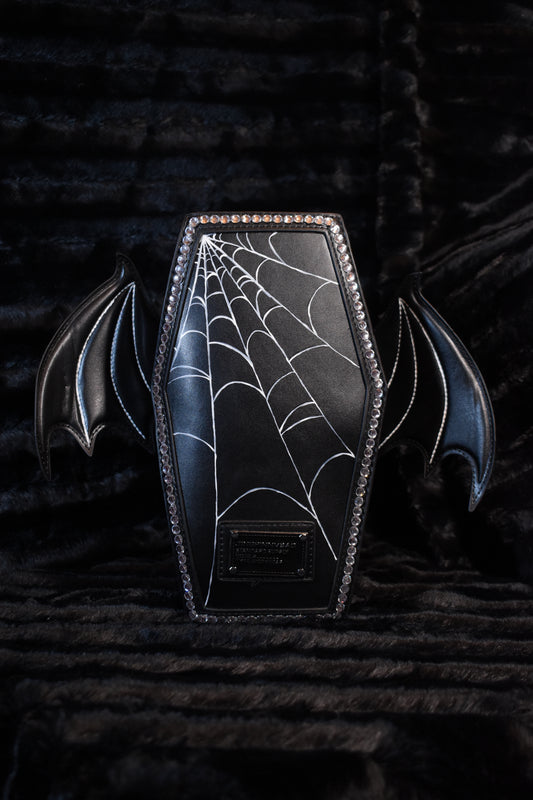 Spider web coffin purse