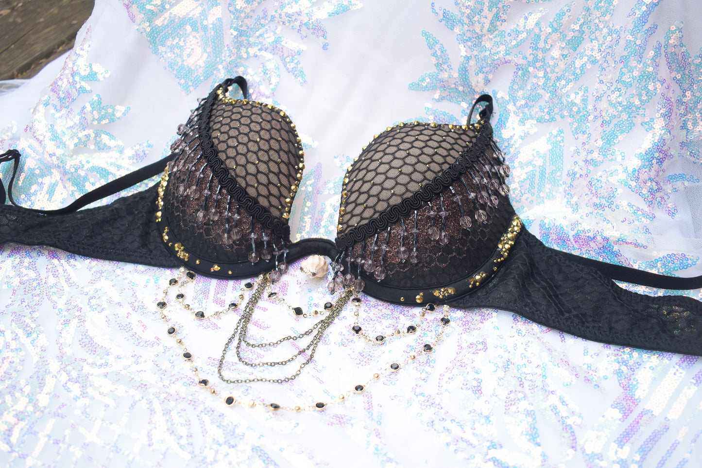 Golden siren mermaid bra