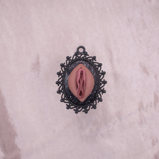 Black glitter vagina pendant