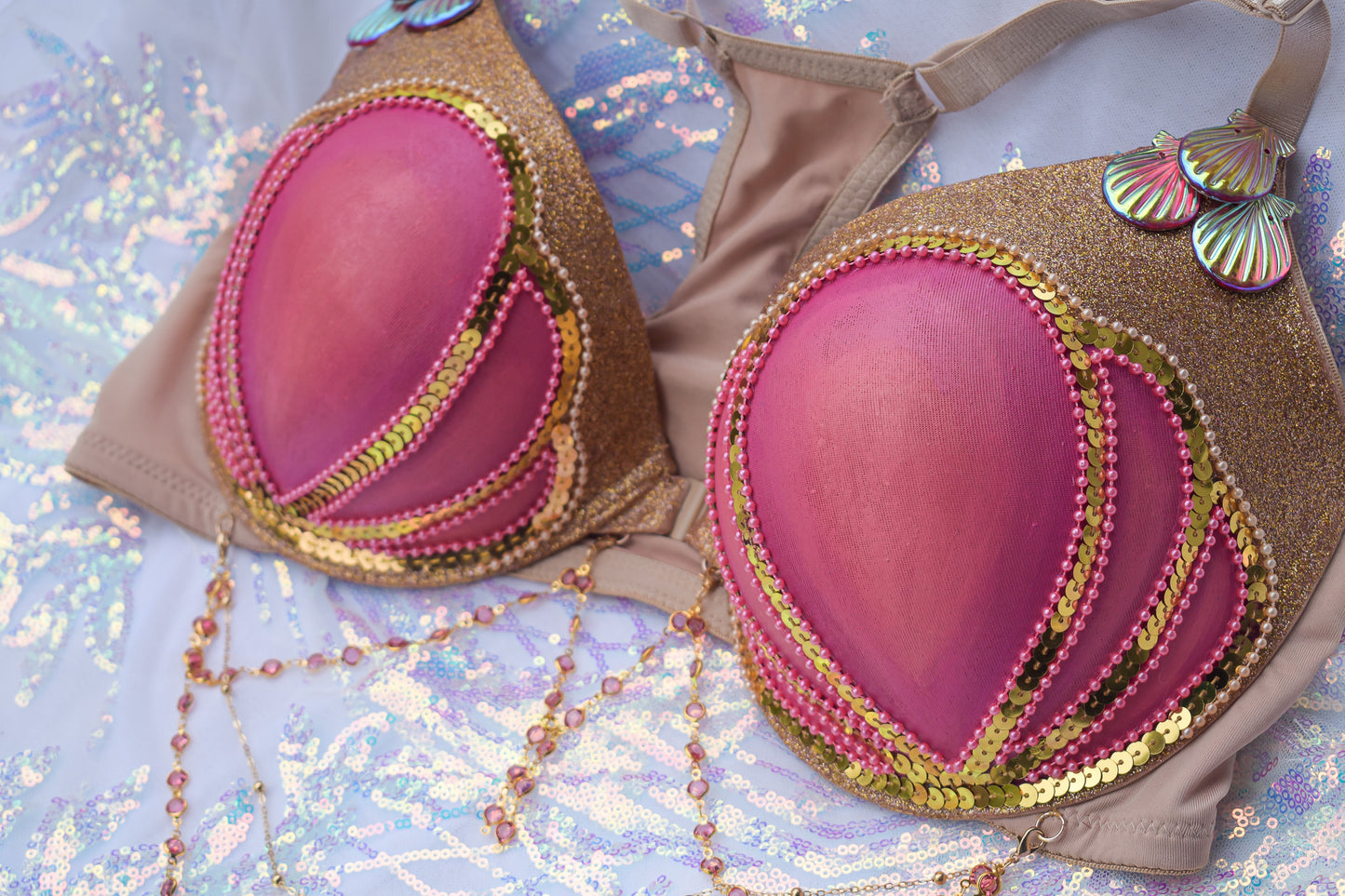 Coral queen mermaid bra