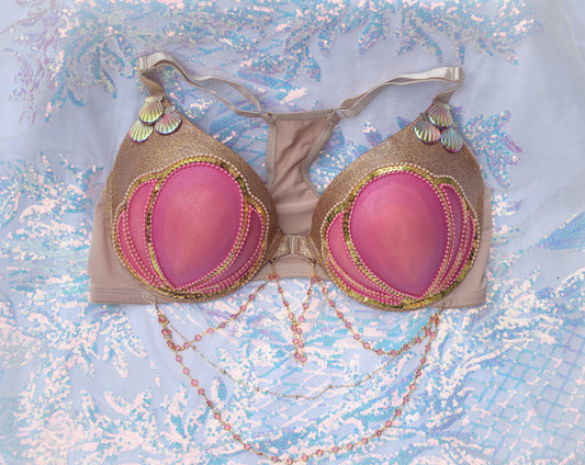 Coral queen mermaid bra