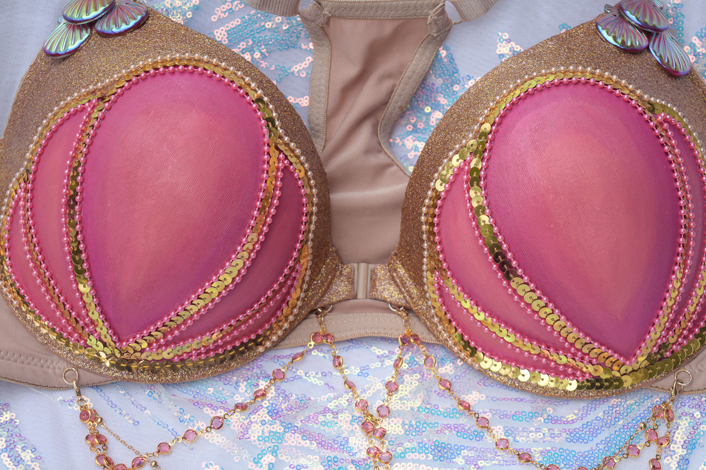 Coral queen mermaid bra