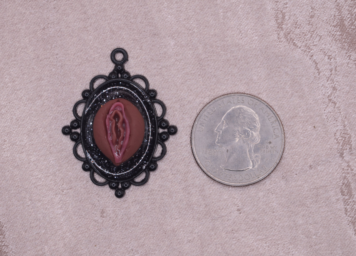 Black glitter vagina pendant