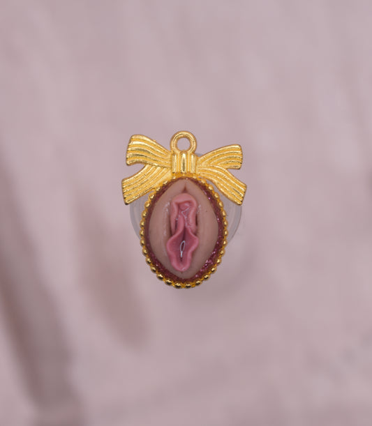Gold bow vagina pendant