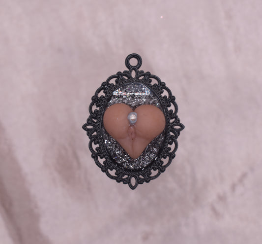 Grey glitter booty pendant