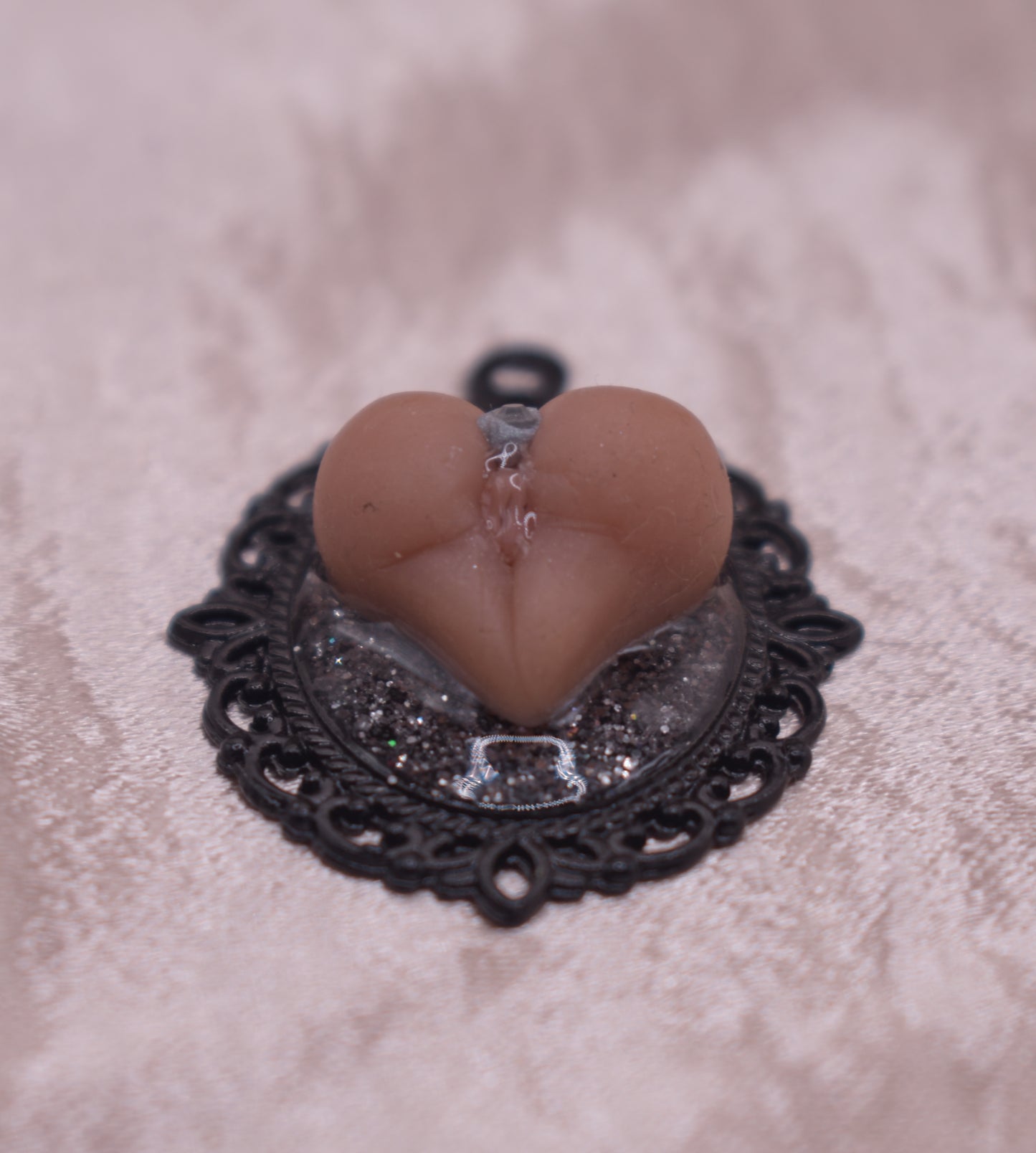 Grey glitter booty pendant