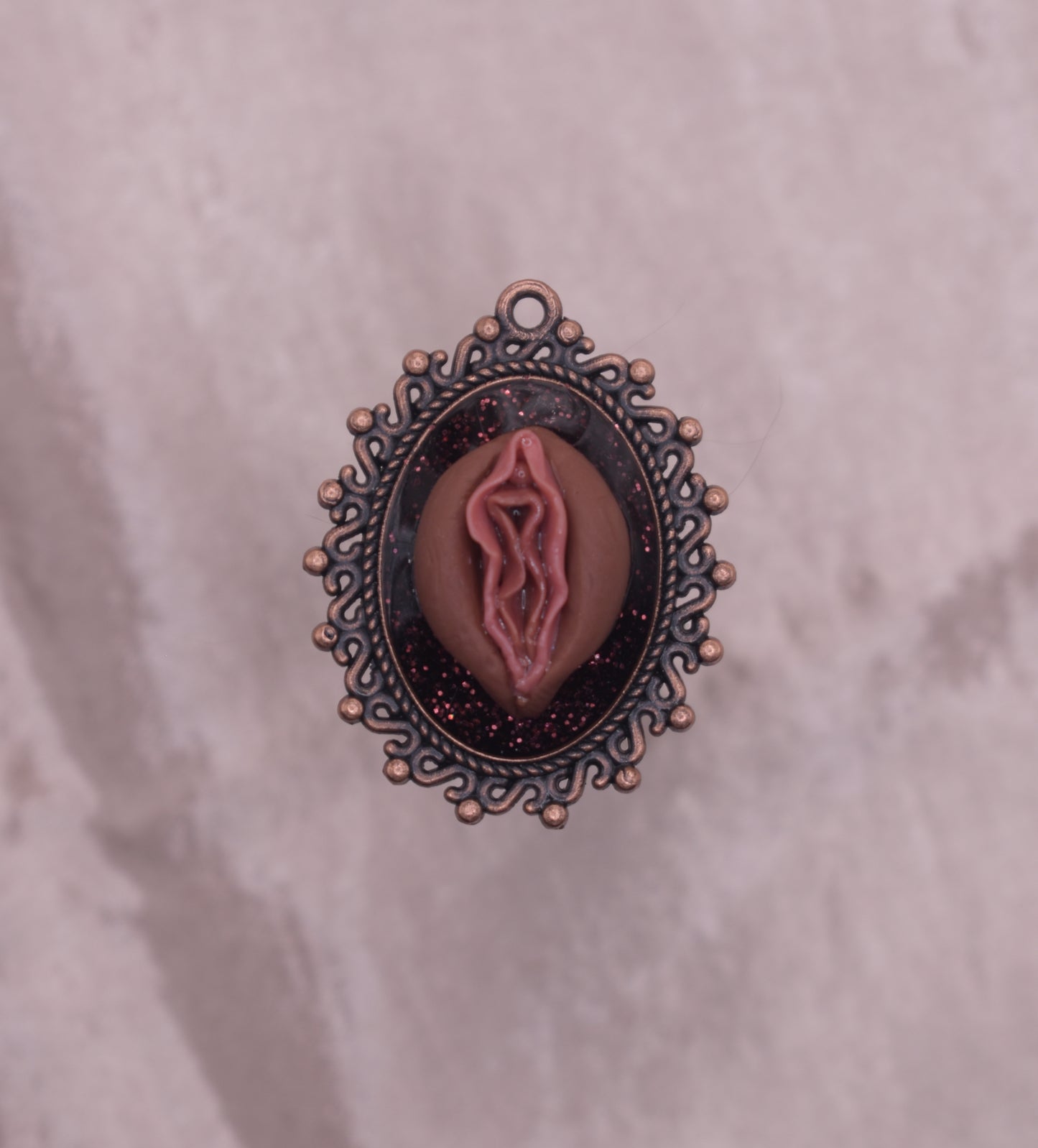 Bronze glitter vagina pendant
