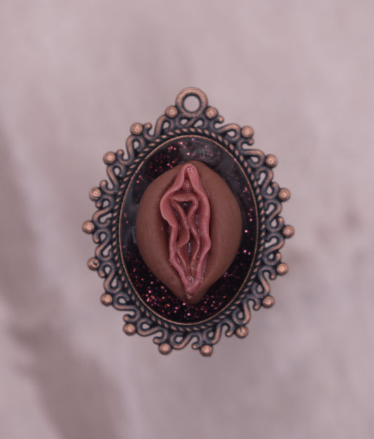 Bronze glitter vagina pendant