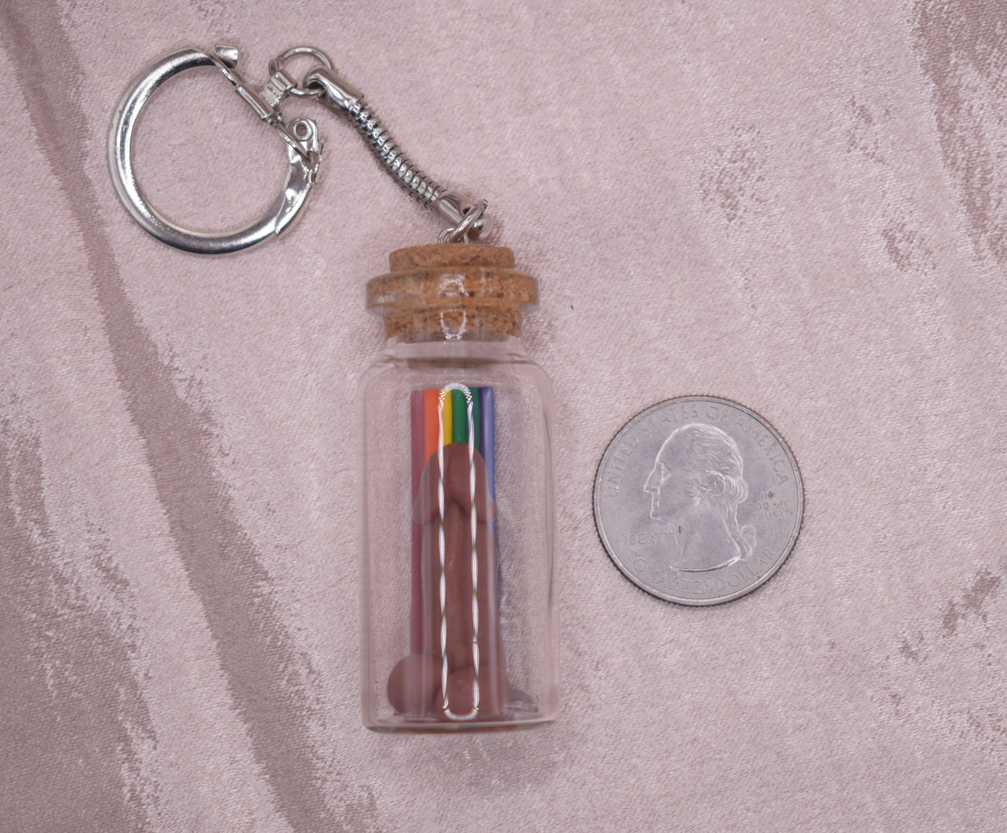 Rainbow penis keychain