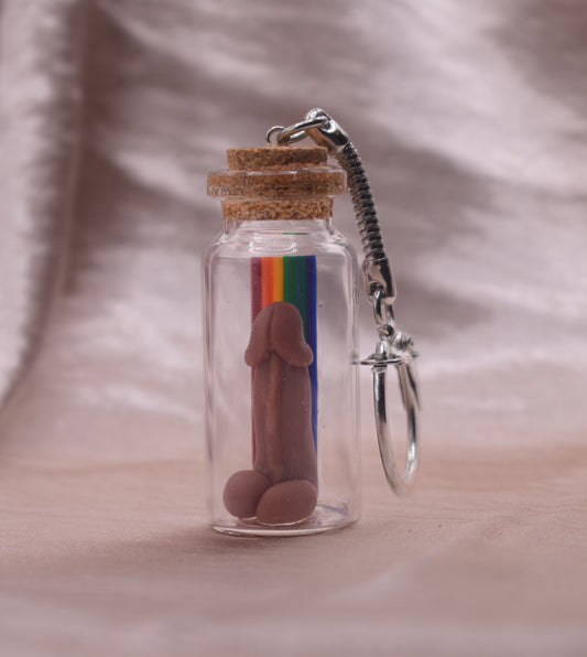 Rainbow penis keychain