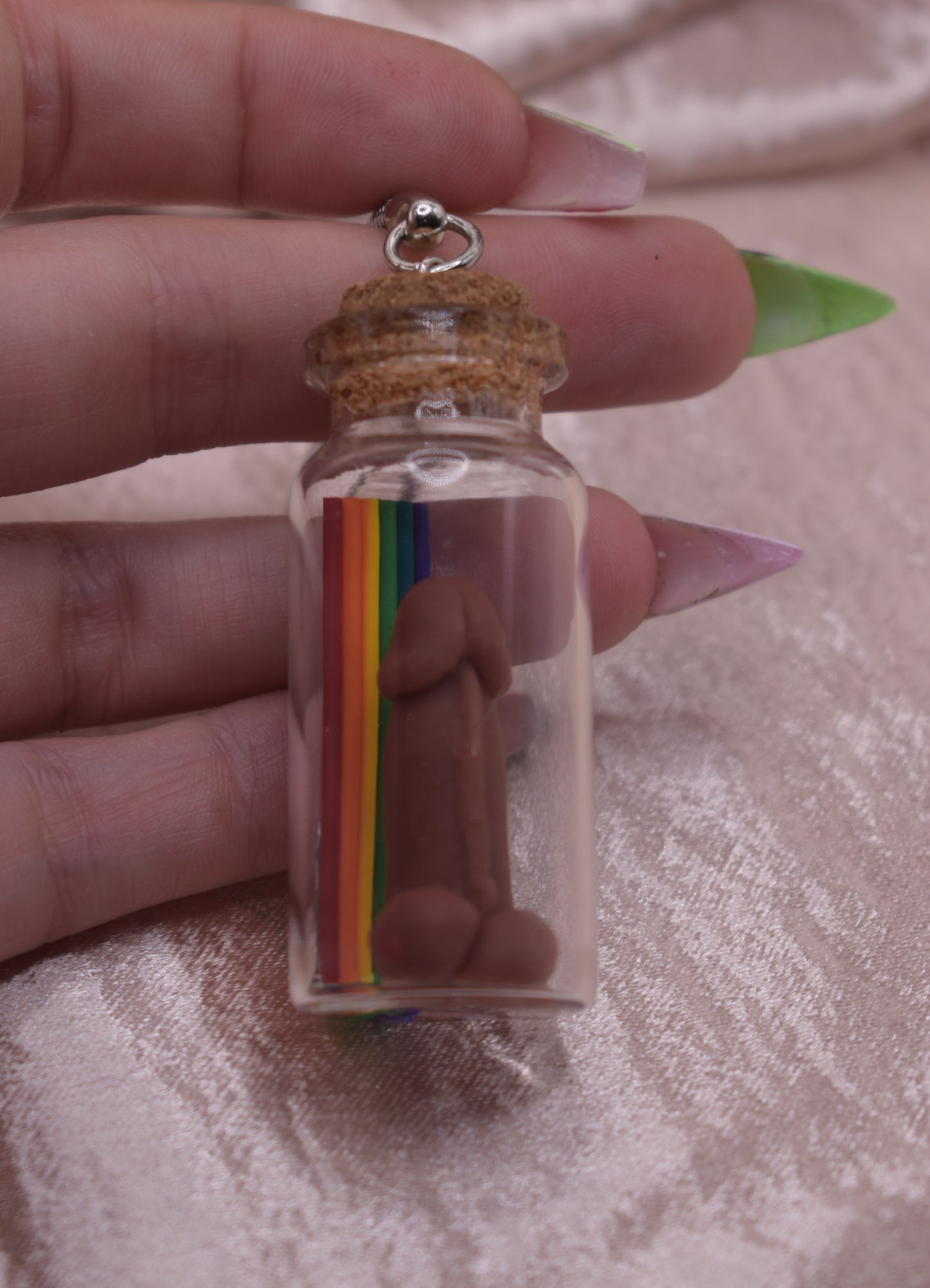 Rainbow penis keychain