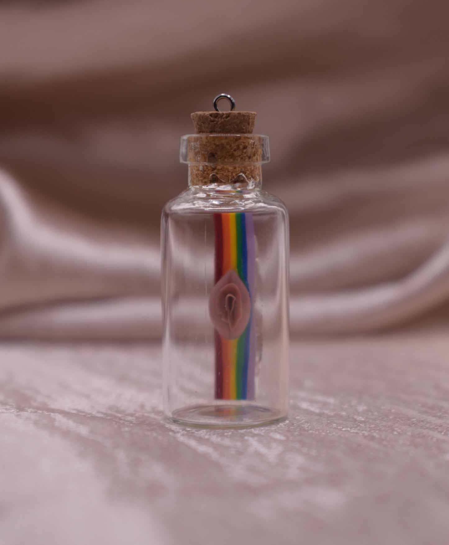 Large jar rainbow vagina pendant