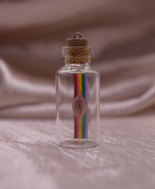 Large jar rainbow vagina pendant