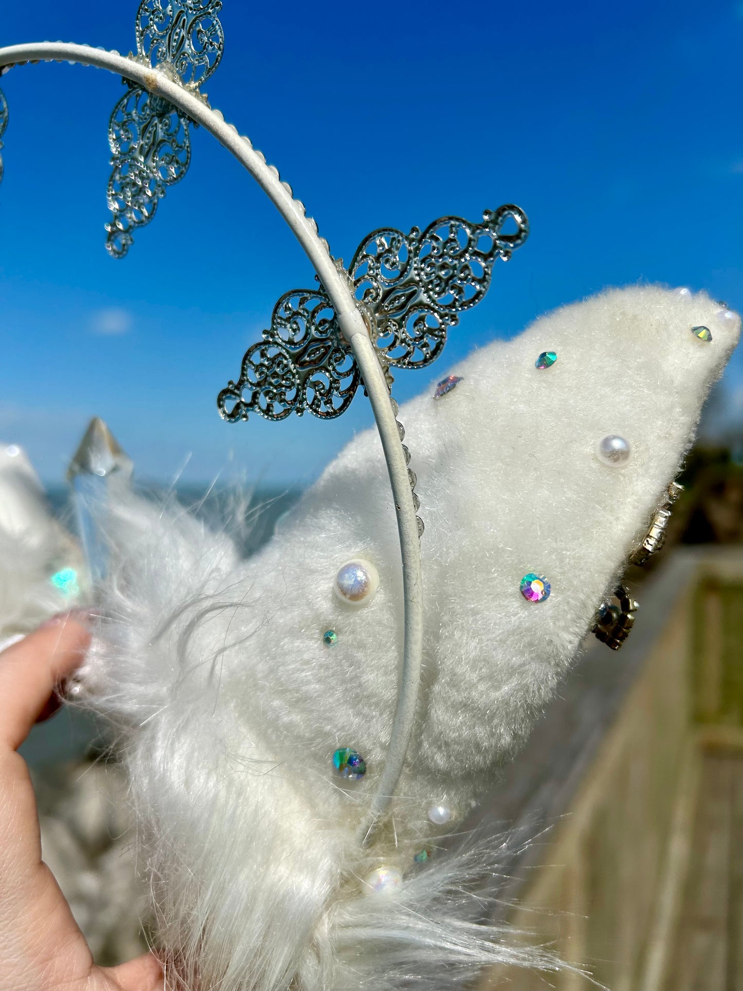 Whit rabbit rhinestone headpiece