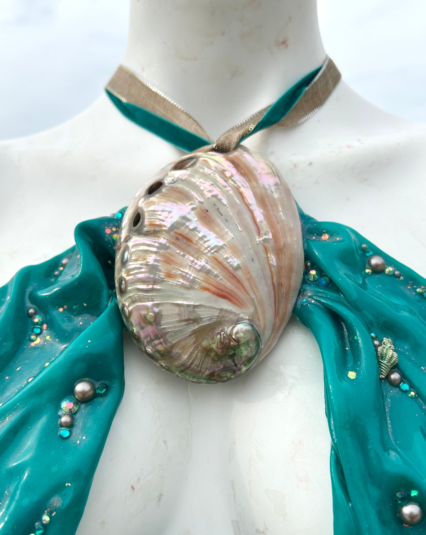 Teal wetlook mermaid top