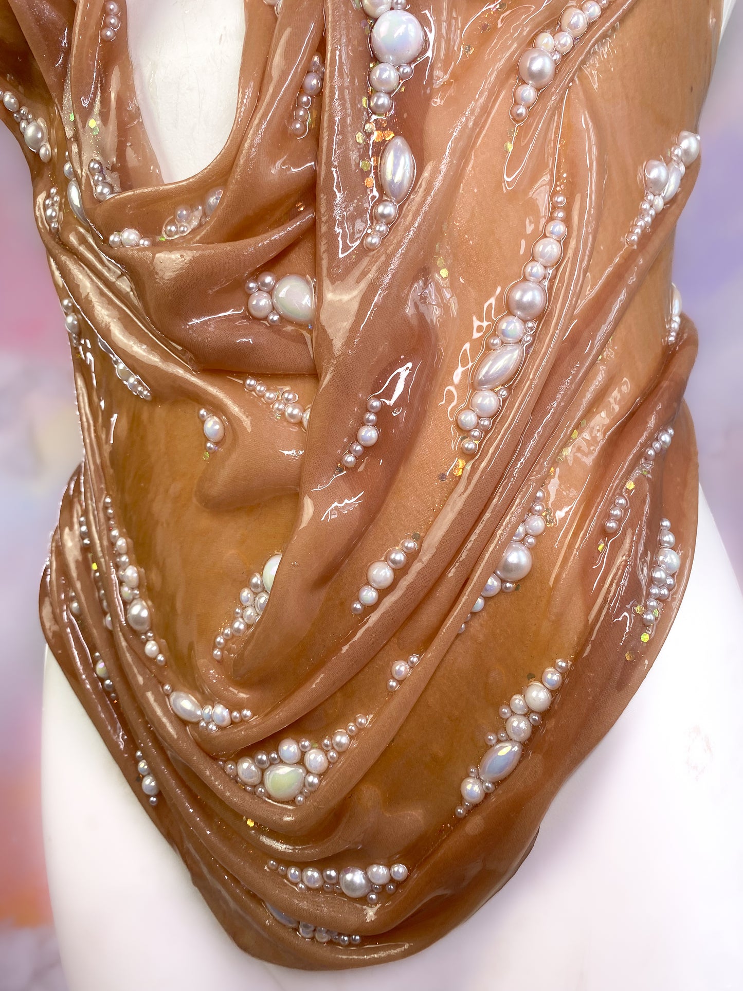 Dripping in pearls resin corset top