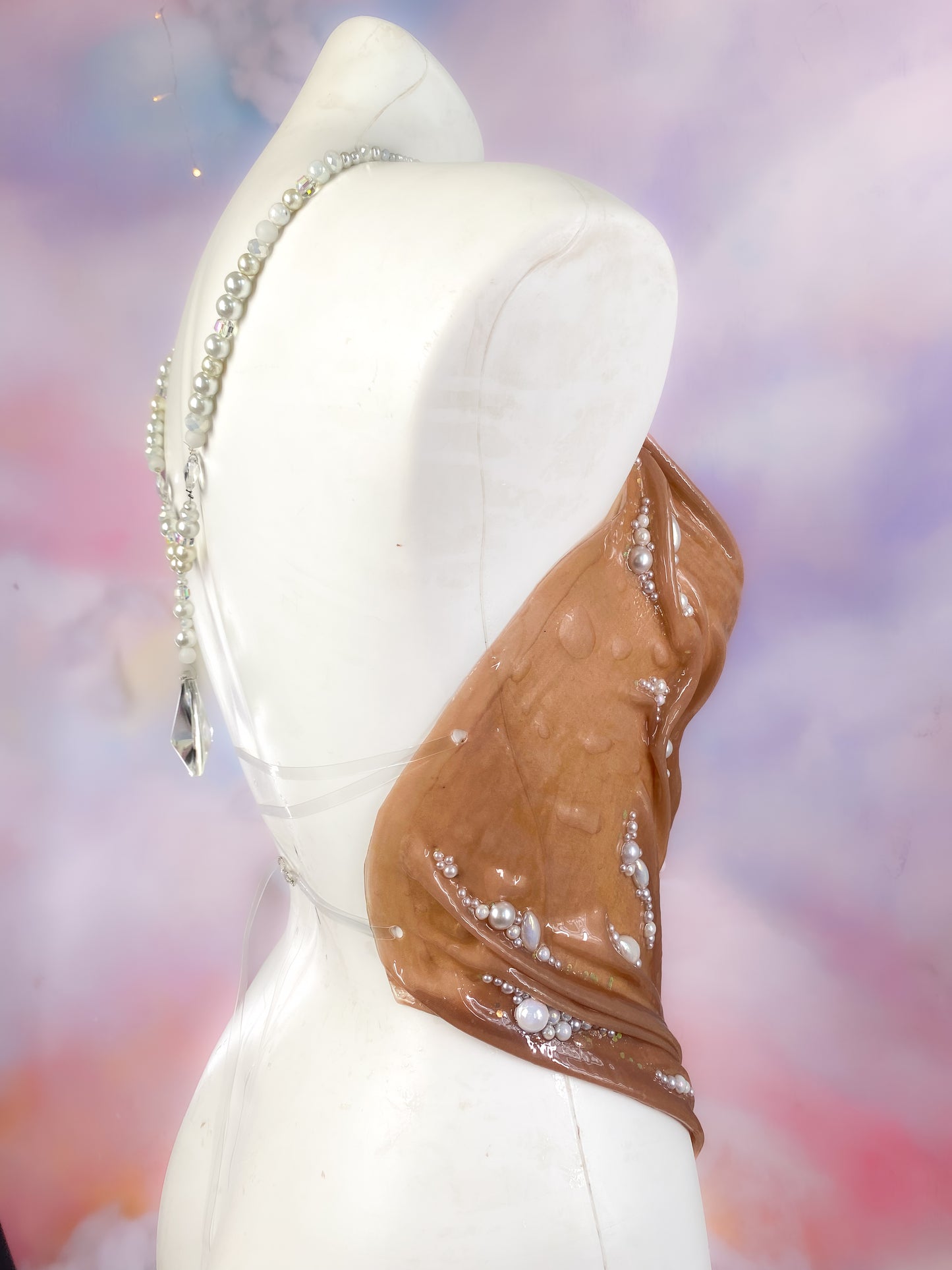 Dripping in pearls resin corset top
