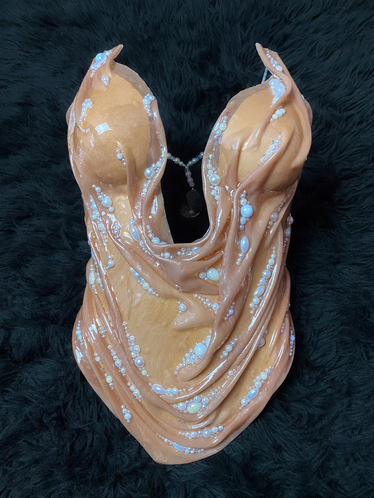 Dripping in pearls resin corset top