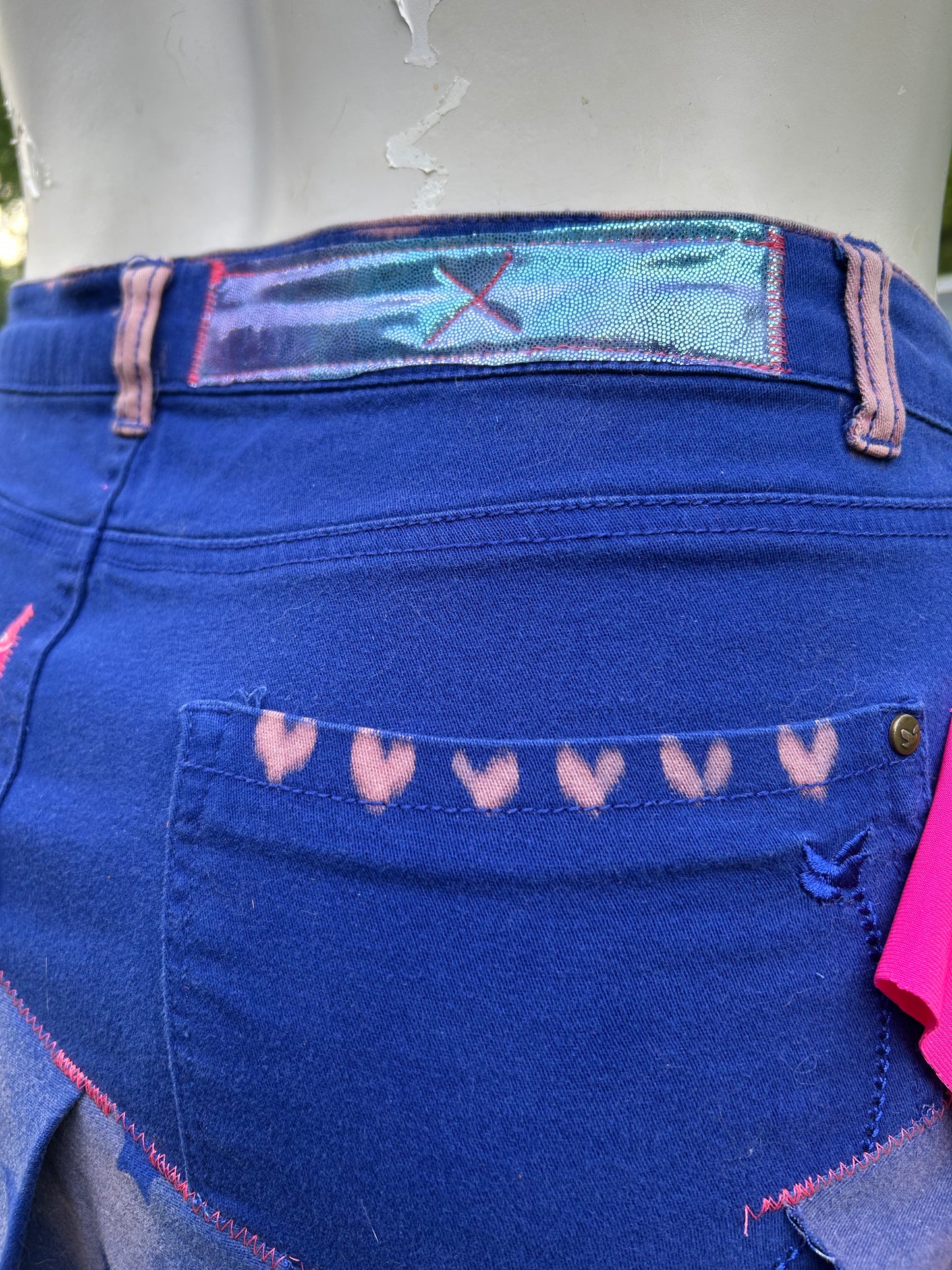 Pink/blue mini skirt