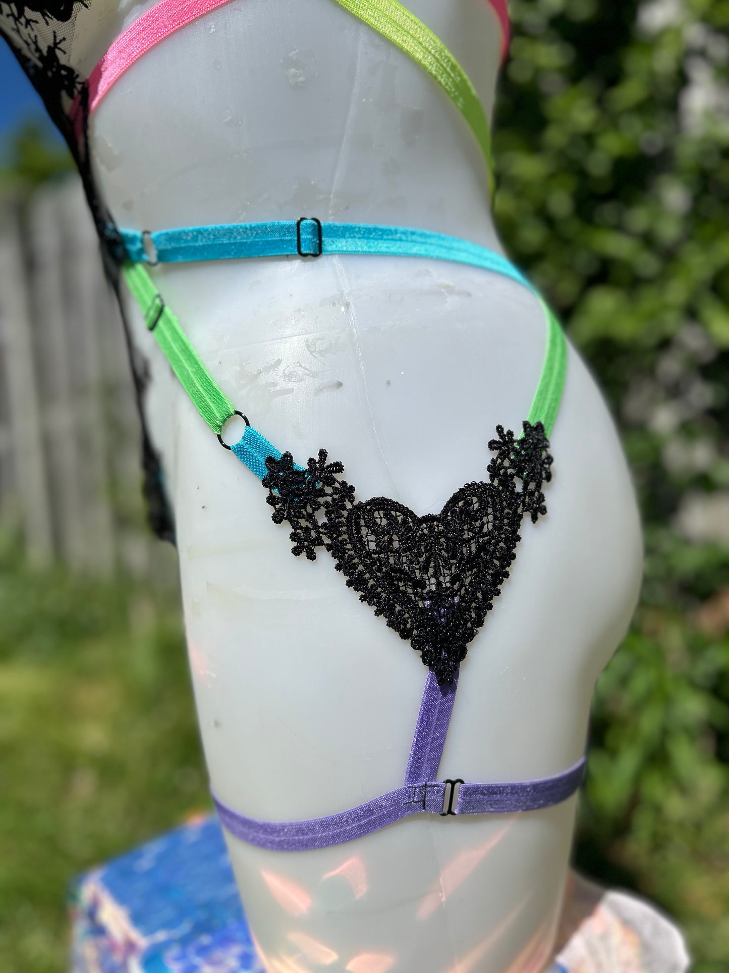 Neon rainbow body harness