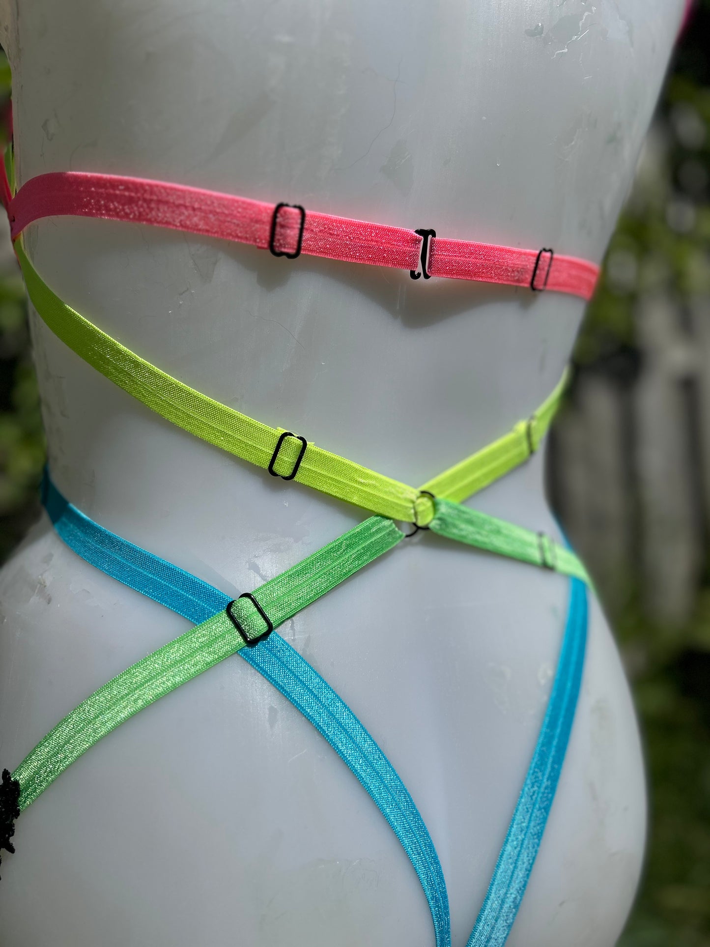 Neon rainbow body harness