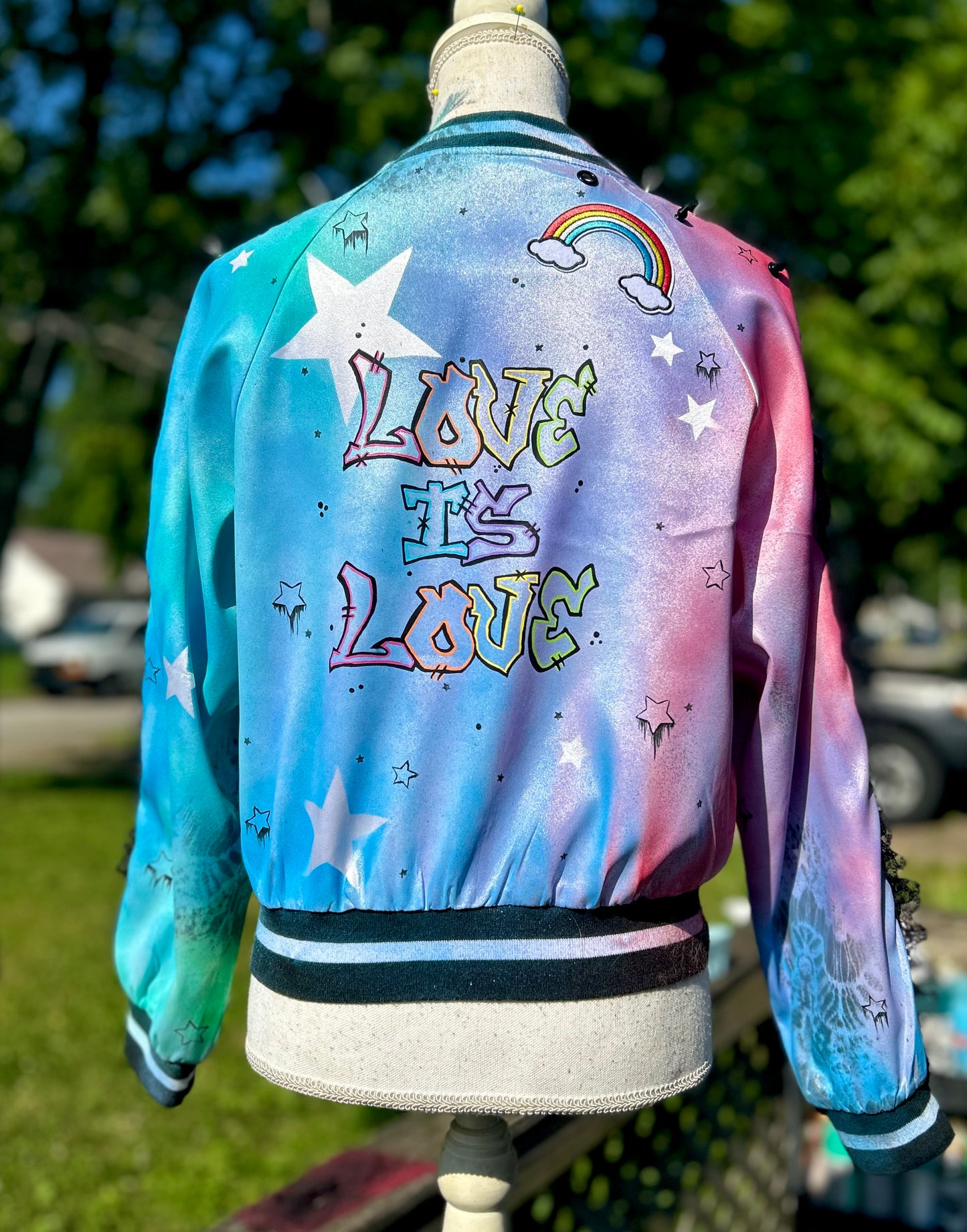 Rainbow maximalist bomber jacket