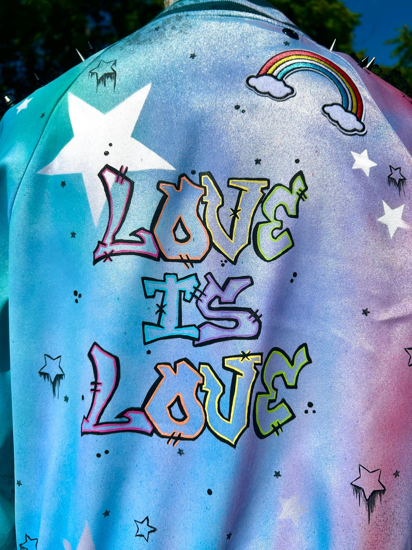 Rainbow maximalist bomber jacket