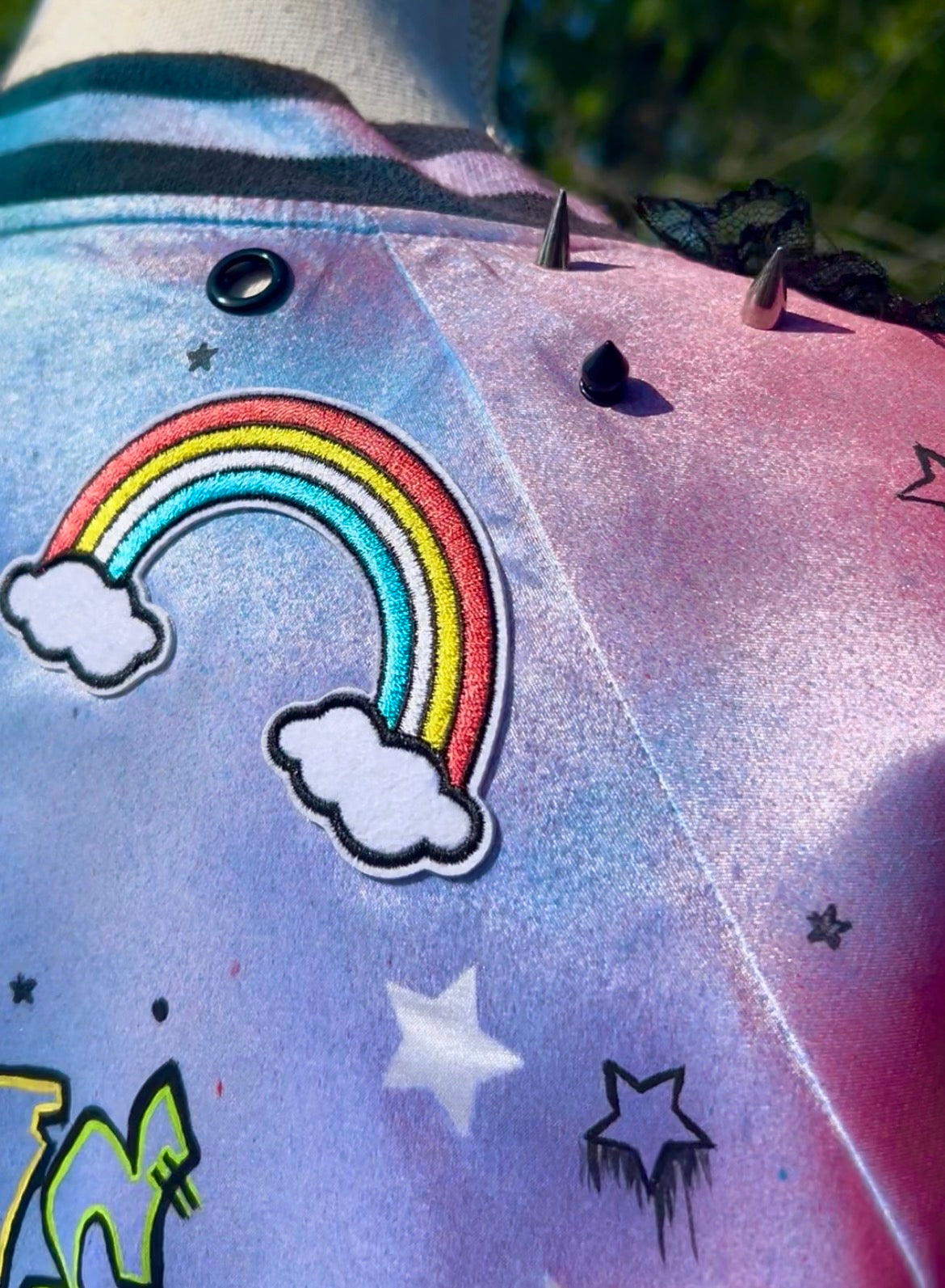 Rainbow maximalist bomber jacket