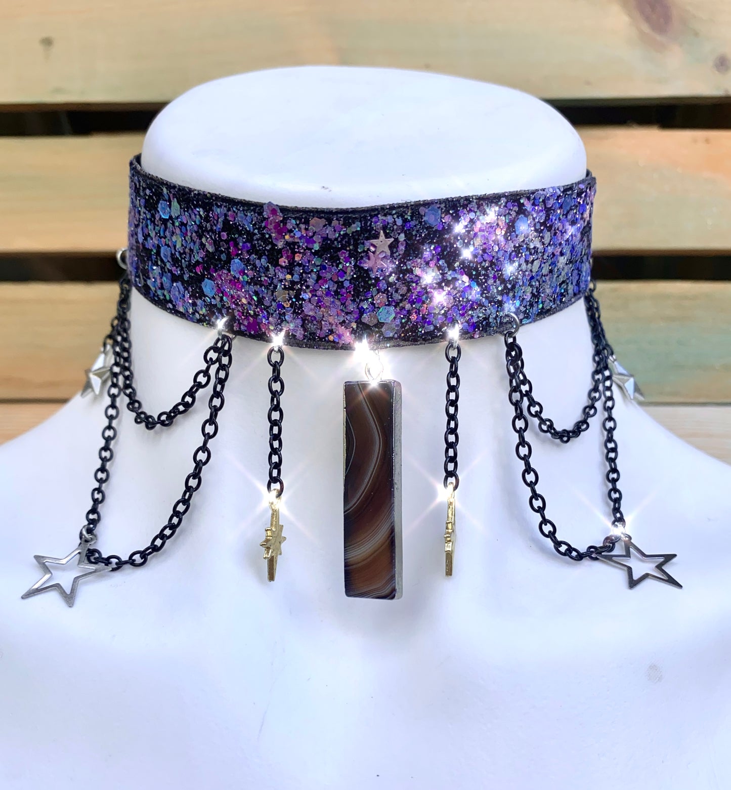 Cosmic glitter choker