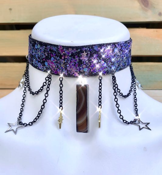 Cosmic glitter choker