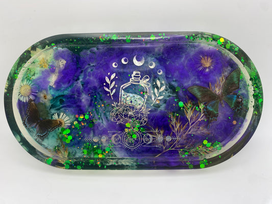 Green witch trinket tray