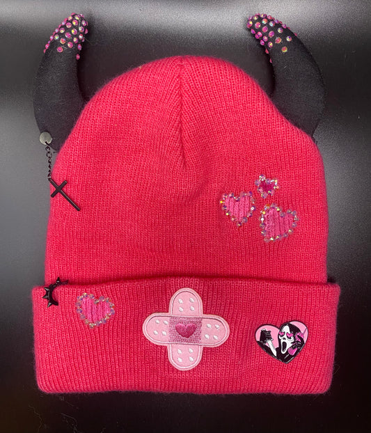 Rhinestone horned beanie