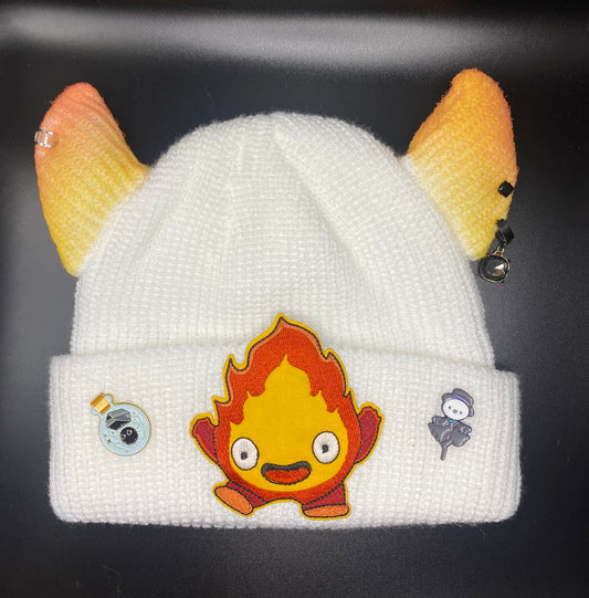 Calcifer horned beanie