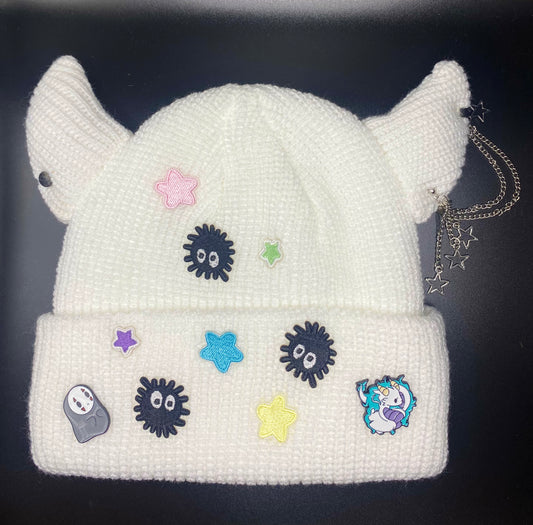 Soot sprite horned beanie