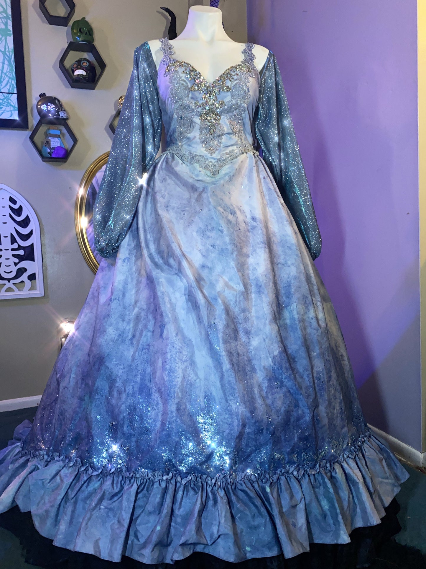 Blue ombré glitter gown