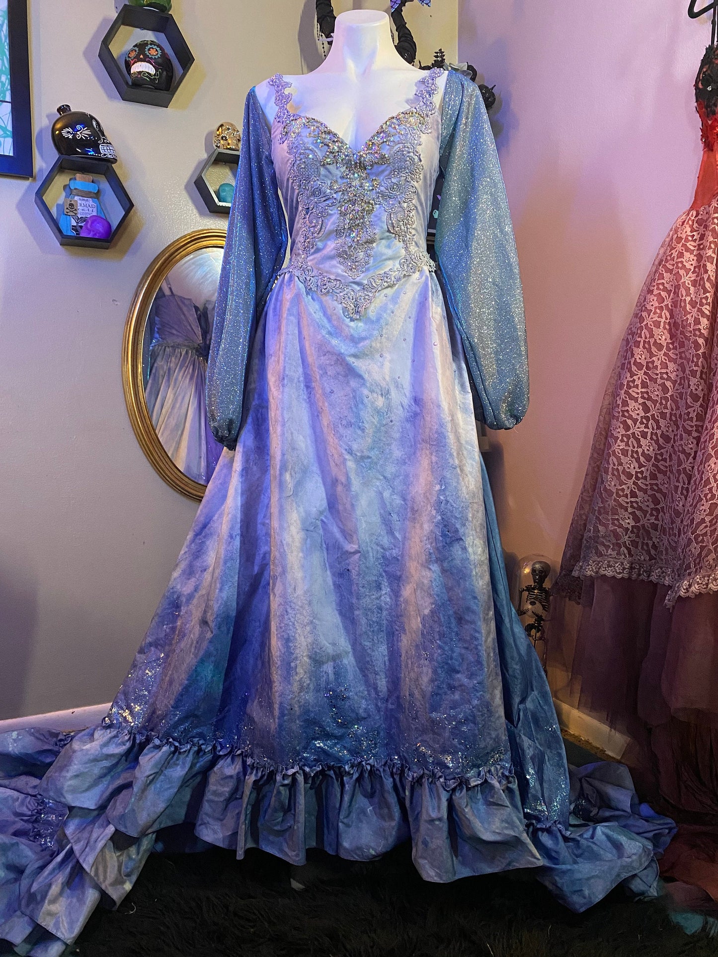 Blue ombré glitter gown