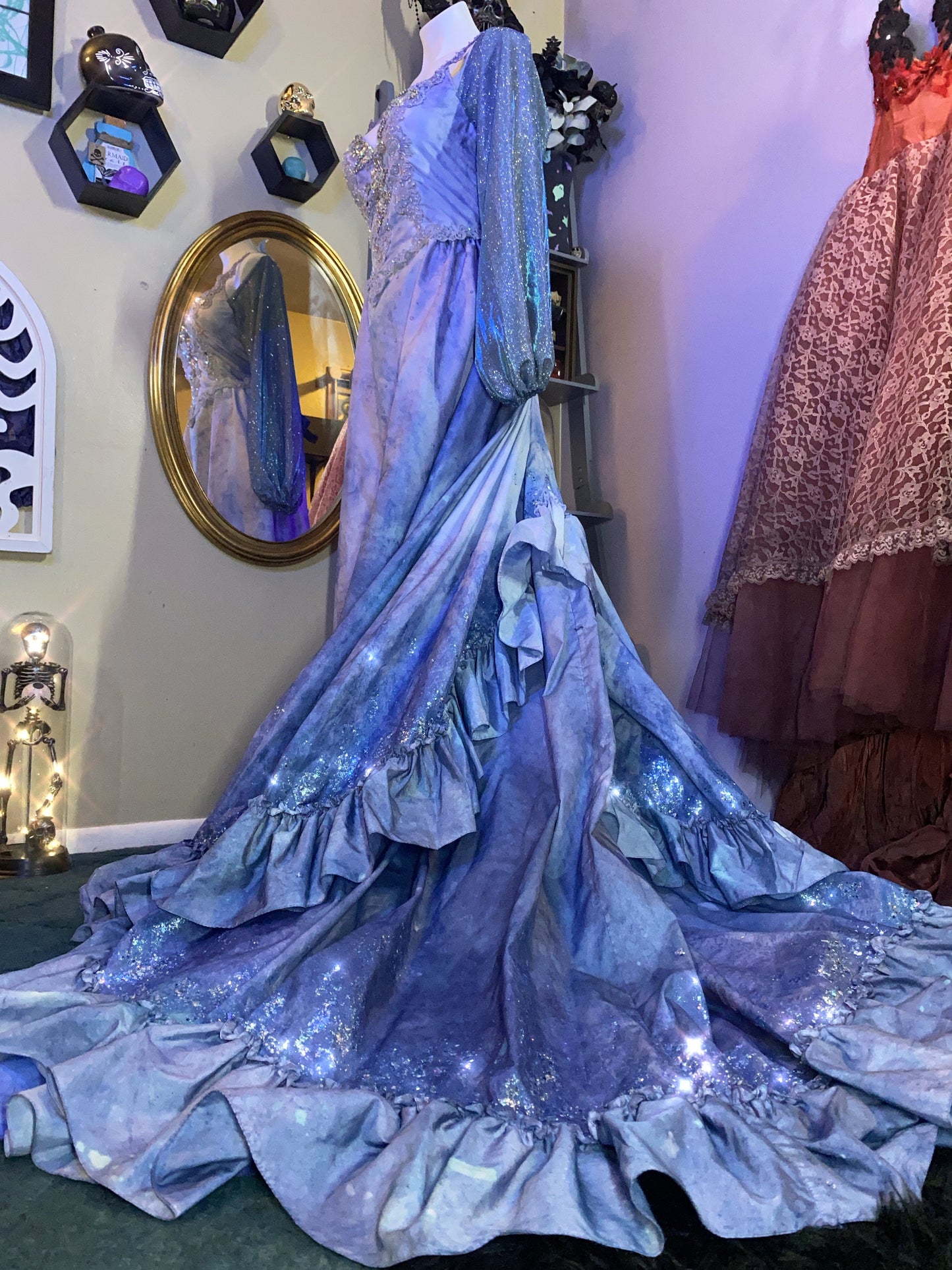 Blue ombré glitter gown