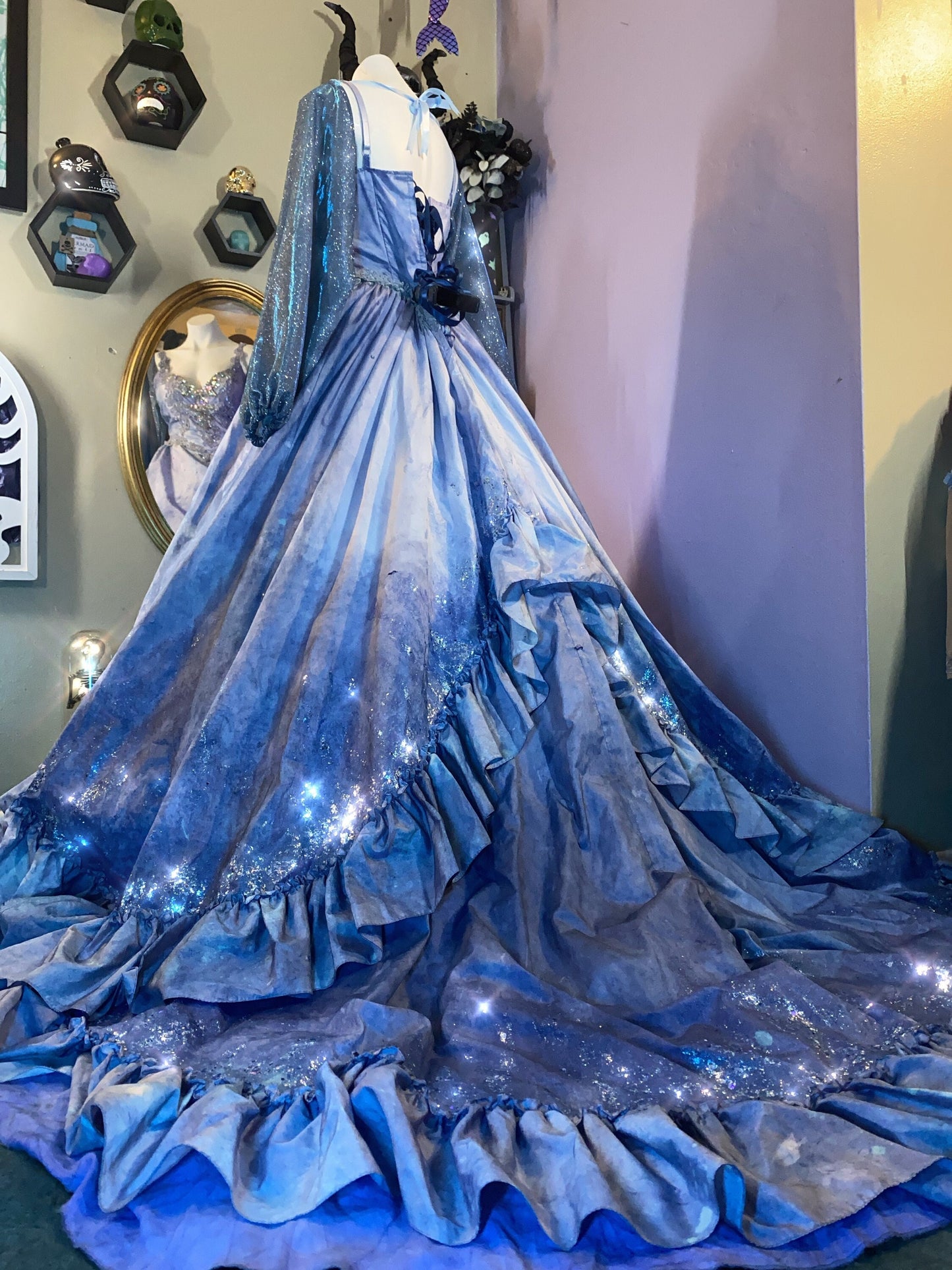 Blue ombré glitter gown