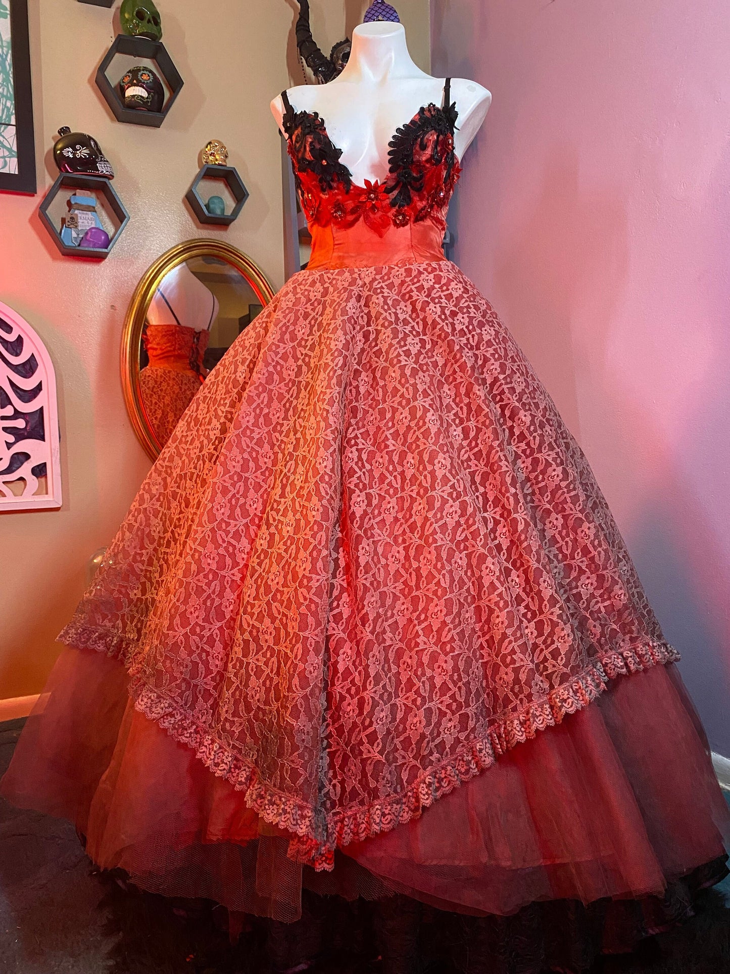 Temptress red ombré ball gown