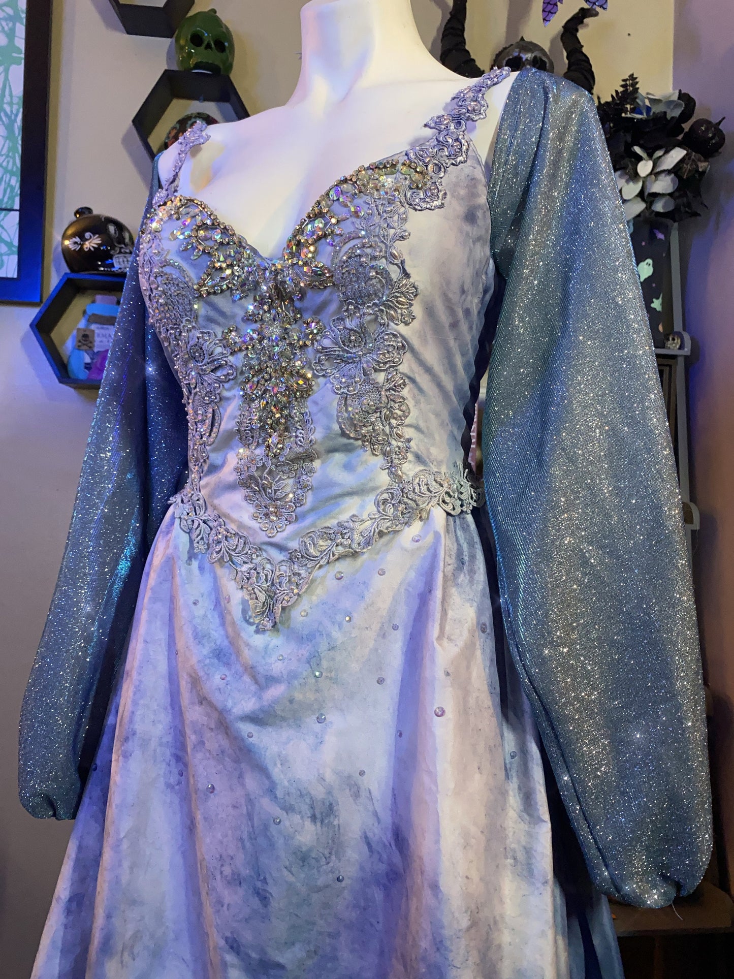 Blue ombré glitter gown