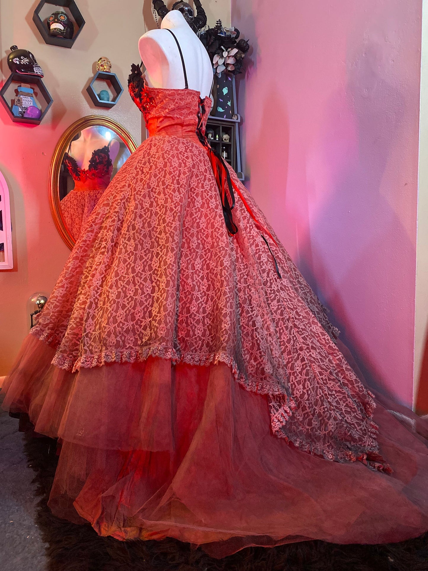 Temptress red ombré ball gown