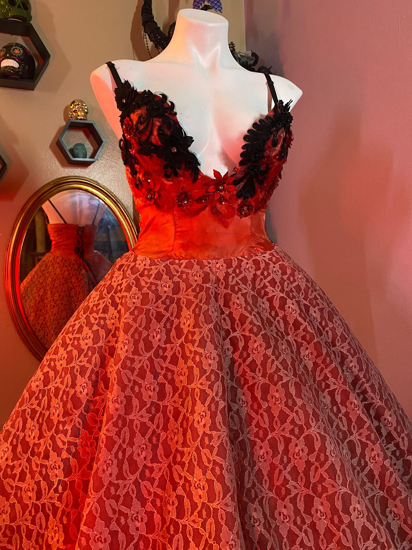 Temptress red ombré ball gown